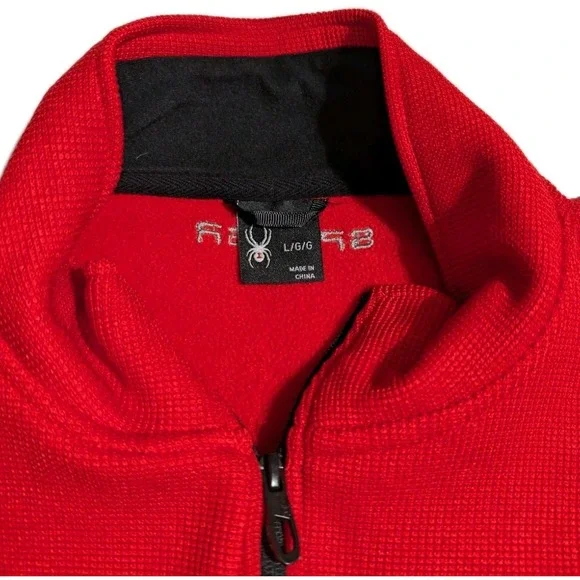 Spyder Bandit Full Zip Fleece Jacket Red Black Men's Large Athletic - Picture 4 of 7